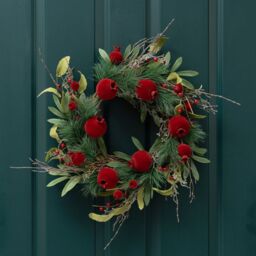 Scottish Everlastings Ltd 45cm Pomegranate Wreath in Red - thumbnail 1
