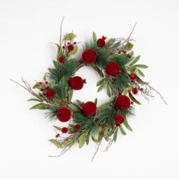 Scottish Everlastings Ltd 45cm Pomegranate Wreath in Red - thumbnail 2