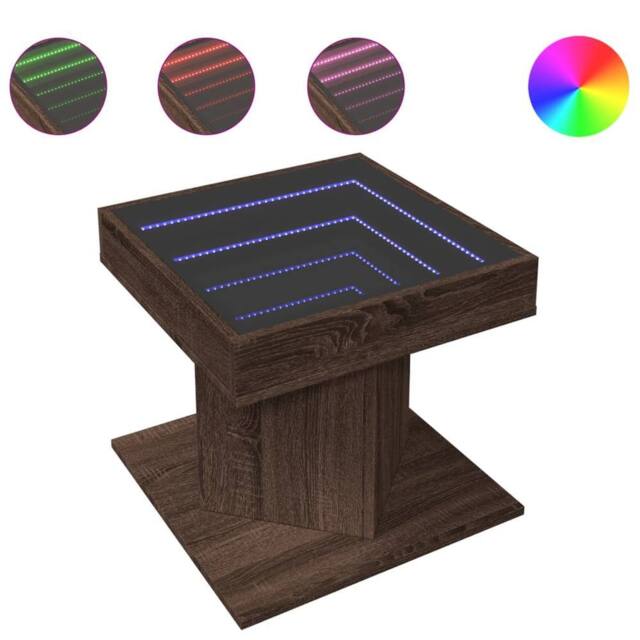 Berkfield Home Coffee Table with LED Brown Oak 50x50x45 cm Engineered Wood - Size: 50 x 50 x 45 cm - image 1