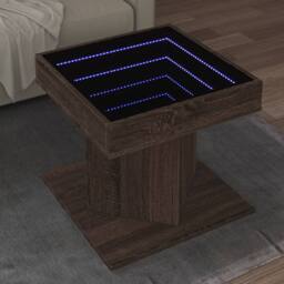 Berkfield Home Coffee Table with LED Brown Oak 50x50x45 cm Engineered Wood - Size: 50 x 50 x 45 cm - thumbnail 2