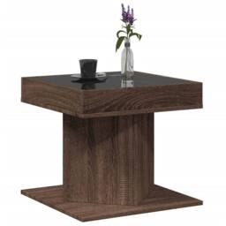Berkfield Home Coffee Table with LED Brown Oak 50x50x45 cm Engineered Wood - Size: 50 x 50 x 45 cm - thumbnail 5