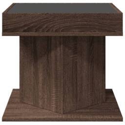 Berkfield Home Coffee Table with LED Brown Oak 50x50x45 cm Engineered Wood - Size: 50 x 50 x 45 cm - thumbnail 6