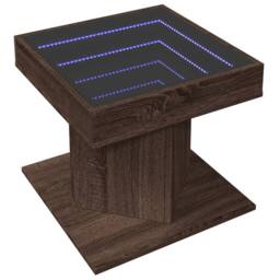 Berkfield Home Coffee Table with LED Brown Oak 50x50x45 cm Engineered Wood - Size: 50 x 50 x 45 cm - thumbnail 3