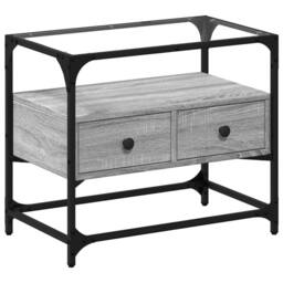 Berkfield Home TV Cabinet with Glass Top Grey Sonoma 60x35x51 cm Engineered Wood - Size: 60 x 35 x 51 cm