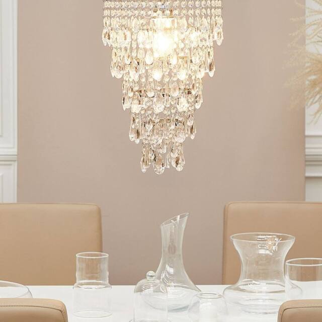 Wyld and Coco Silver Pendant Lamp Faux Crystals Glam Iron Chandelier - image 1