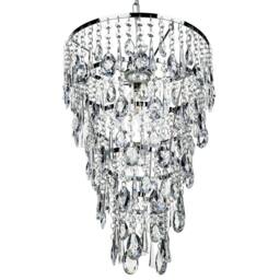 Wyld and Coco Silver Pendant Lamp Faux Crystals Glam Iron Chandelier - thumbnail 4