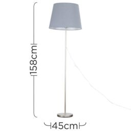 ValueLights Charlie Modern Stem Brushed Chrome Floor Lamp in Metallic Silver - thumbnail 5