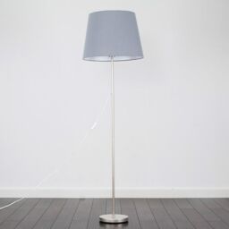 ValueLights Charlie Modern Stem Brushed Chrome Floor Lamp in Metallic Silver - thumbnail 2