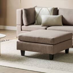 Wyld and Coco Ottoman Brown Polyester Footstool Square Modern Modular Sofa - thumbnail 1