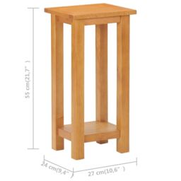 Berkfield Home Side Table 27x24x55 cm Solid Oak Wood in Brown - Size: 27 x 24 x 55 cm - thumbnail 6