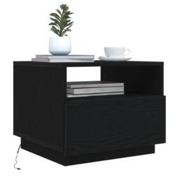 Berkfield Home Coffee Table with LED Lights Black Oak 50x49x40 cm - Size: 50 x 49 x 40 cm - thumbnail 5