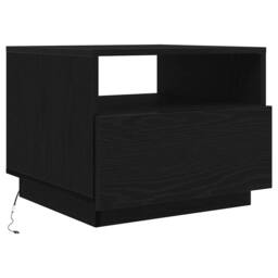 Berkfield Home Coffee Table with LED Lights Black Oak 50x49x40 cm - Size: 50 x 49 x 40 cm - thumbnail 1
