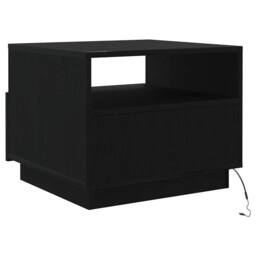 Berkfield Home Coffee Table with LED Lights Black Oak 50x49x40 cm - Size: 50 x 49 x 40 cm - thumbnail 8