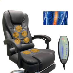 Alivio Office Massage Chair with 360 Swivel, Footrest & Lumbar Support (Black) in Black - thumbnail 9