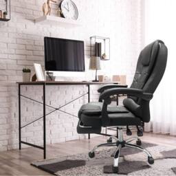 Alivio Office Massage Chair with 360 Swivel, Footrest & Lumbar Support (Black) in Black - thumbnail 7