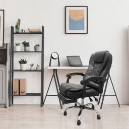 Alivio Office Massage Chair with 360 Swivel, Footrest & Lumbar Support (Black) in Black - thumbnail 2