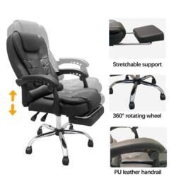 Alivio Office Massage Chair with 360 Swivel, Footrest & Lumbar Support (Black) in Black - thumbnail 6
