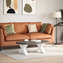 Berkfield Home Coffee Table Legs X-Shaped 2 pcs White 60x(30-31) cm Steel - thumbnail 1