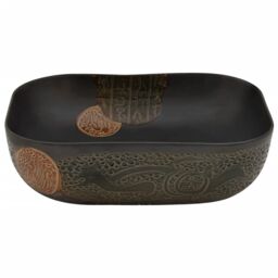 Berkfield Home Countertop Basin Black Rectangular 48x37.5x13.5 cm Ceramic - thumbnail 4