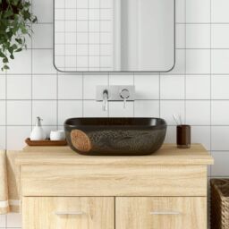 Berkfield Home Countertop Basin Black Rectangular 48x37.5x13.5 cm Ceramic - thumbnail 1