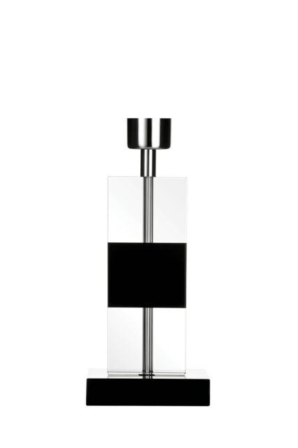 Orsina Elegant Black Crystal Lamp Base, Sculpted Crystal Table Lamp Base, Rectangular Glass Lamp Stand For Lounge - image 1