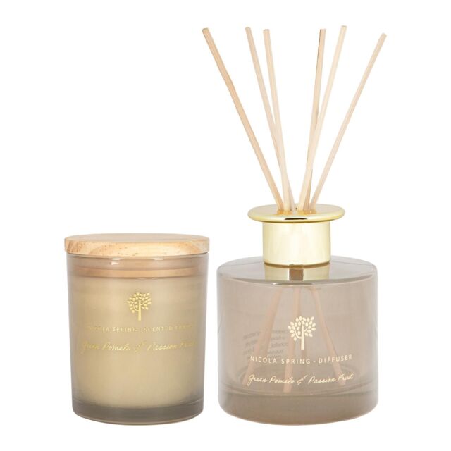Nicola Spring Pomelo & Passion Fruit Candle & Diffuser Set - 130g Jar + 200ml Diff in Grey - image 1