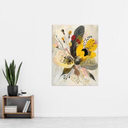 "Artery8 Abstract Flower Bouquet Muted Tones Folk Art Wall Art Print in Beige - Size: W24"" x H32""" - thumbnail 4
