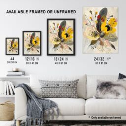 "Artery8 Abstract Flower Bouquet Muted Tones Folk Art Wall Art Print in Beige - Size: W24"" x H32""" - thumbnail 3