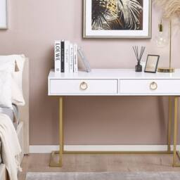 Wyld and Coco Console Table White with Gold Base 2 Drawers 115 x 50 cm - thumbnail 1