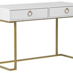 Wyld and Coco Console Table White with Gold Base 2 Drawers 115 x 50 cm - thumbnail 2