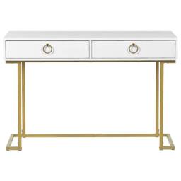 Wyld and Coco Console Table White with Gold Base 2 Drawers 115 x 50 cm - thumbnail 4