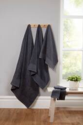 Rapport Home Eden Weave 6 Piece Cotton Towel Set Luxury Soft Dry Absorbent in Charcoal - thumbnail 2