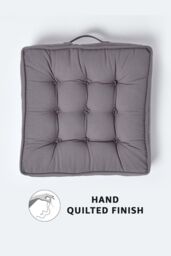 Homescapes Cotton Armchair Booster Cushion in Charcoal - Size: 50 cm x 50 cm - thumbnail 3