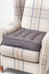 Homescapes Cotton Armchair Booster Cushion in Charcoal - Size: 50 cm x 50 cm - thumbnail 1