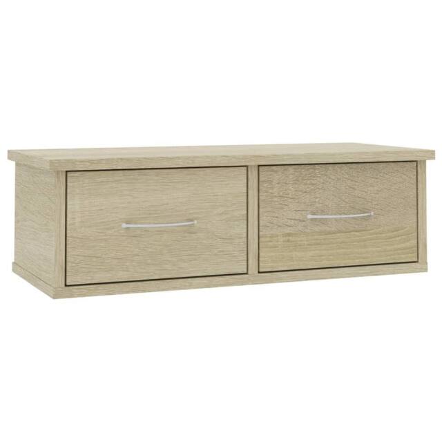 Berkfield Home Wall-mounted Drawer Shelf Sonoma Oak 60x26x18.5 cm Engineered Wood in Light Tan - image 1
