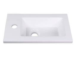Vente-unique Wall-Hung Cloakroom Basin Unit With Open Shelf & White Basin - 40 Cm in Light Oak - thumbnail 8
