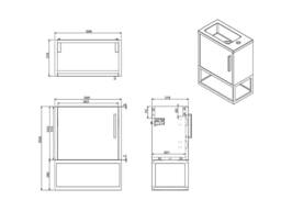 Vente-unique Wall-Hung Cloakroom Basin Unit With Open Shelf & White Basin - 40 Cm in Light Oak - thumbnail 9