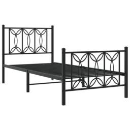 Berkfield Home Metal Bed Frame without Mattress with Footboard Black 75x190cm - Size: 75x190 cm - thumbnail 3