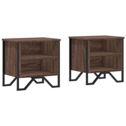 Berkfield Home Decorative Bedside Cabinet Brown Oak 2 pcs 40x30x40 cm Engineered Wood - Size: 40 x 30 x 40 cm - thumbnail 3