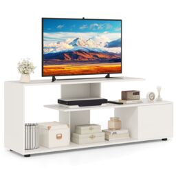 "Costway TV Stand for TVs up to 55"" 3-Tier Media Console Table w/Storage-White in White"