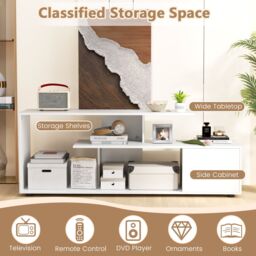 "Costway TV Stand for TVs up to 55"" 3-Tier Media Console Table w/Storage-White in White" - thumbnail 6
