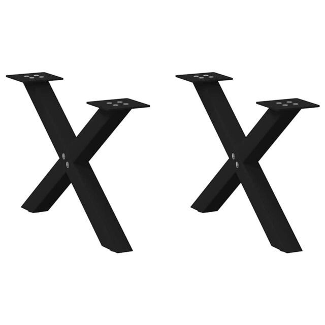 Berkfield Home Coffee Table Legs X-Shaped 2 pcs Black 60x(30-31) cm Steel - image 1