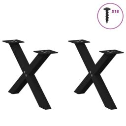 Berkfield Home Coffee Table Legs X-Shaped 2 pcs Black 60x(30-31) cm Steel - thumbnail 3