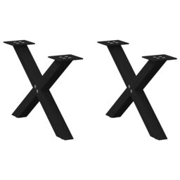 Berkfield Home Coffee Table Legs X-Shaped 2 pcs Black 60x(30-31) cm Steel - thumbnail 1