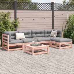 Berkfield Home 6 Piece Garden Sofa Set Solid Wood Douglas Fir in Brown - thumbnail 3