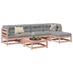 Berkfield Home 6 Piece Garden Sofa Set Solid Wood Douglas Fir in Brown - thumbnail 1