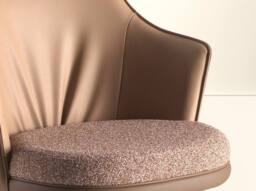 Angel Cerda Fabric Swivel Bar Stool with Leatherette Backrest in Brown - thumbnail 4