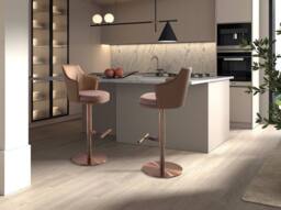Angel Cerda Fabric Swivel Bar Stool with Leatherette Backrest in Brown - thumbnail 3