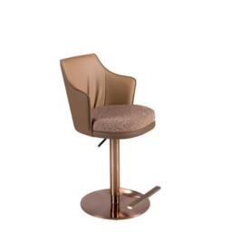 Angel Cerda Fabric Swivel Bar Stool with Leatherette Backrest in Brown - thumbnail 6