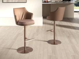 Angel Cerda Fabric Swivel Bar Stool with Leatherette Backrest in Brown - thumbnail 5
